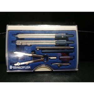 VINTAGE STAEDTLER 7-Piece DRAFTING / COMPASS SET w/ Hard Case #559 09